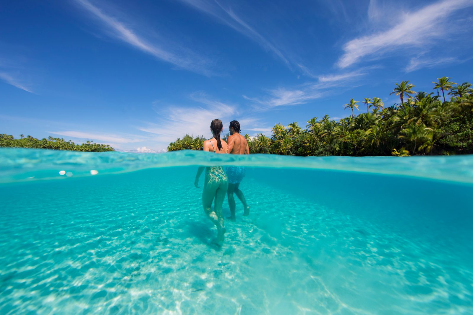 Wading through the channel at One Foot Island